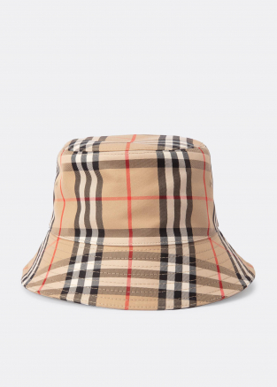 قبعة "فينتاج تشيك" قطنية بتصميم دلو مزينة بنقش المربعات